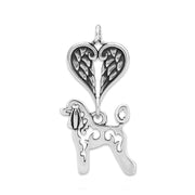 Poodle Sympathy Gift Pendant with Heart Shaped Angel Wing Pendant in Sterling Silver.