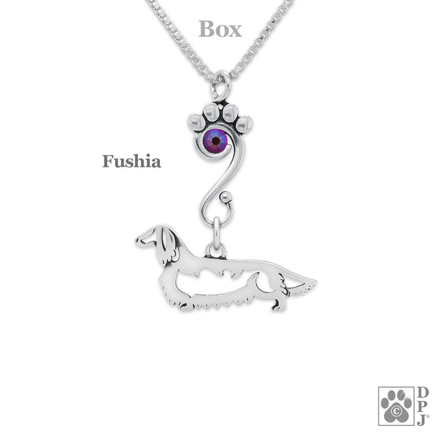 Crystal Dachshund Longhaired Necklace, Body