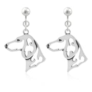 Dachshund Clip-On Earrings Head Design in Sterling Silver.