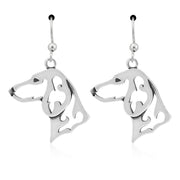 Dachshund Earrings Head Design in Sterling Silver in French Hook.