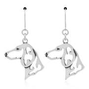 Dachshund Earrings Head Design in Sterling Silver in Leverback.