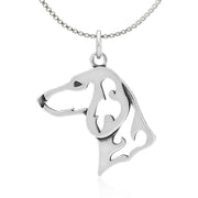 Dachshund Necklace Head Design in Sterling Silver on Box Chain.