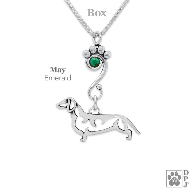 Crystal Dachshund Smooth Coat Necklace, Body