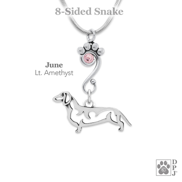 Crystal Dachshund Smooth Coat Necklace, Body