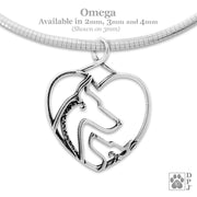 Doberman Pinscher Mom and Pup Necklace in Sterling Silver