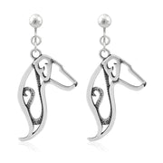 Doberman Pinscher Clip-On Earrings Head Design in Sterling Silver.