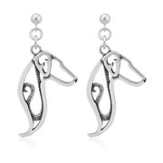 Doberman Pinscher Earrings Head Design in Sterling Silver in Dangle Post.