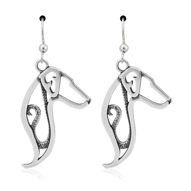 Doberman Pinscher Earrings Head Design in Sterling Silver in French Hook.
