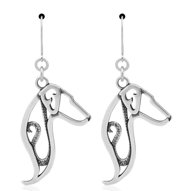 Doberman Pinscher Earrings Head Design in Sterling Silver in Leverback.
