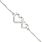 Double Heart Sterling Silver Bracelet