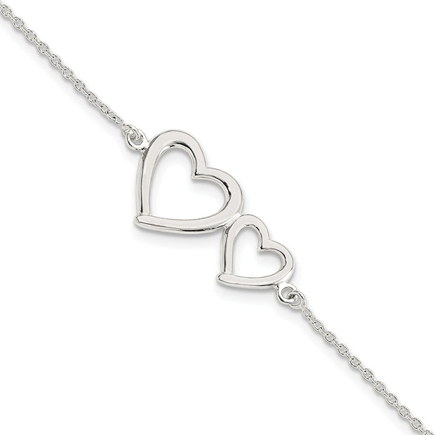 Double Heart Sterling Silver Bracelet