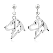 Flat Coated Retriever Clip-On Earrings Head Design in Sterling Silver.