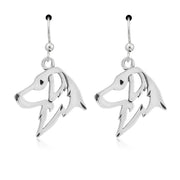 Flat Coated Retriever Earrings Head Design in Sterling Silver in French Hook.