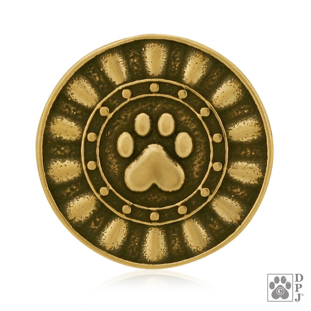 Silver Or Gold Bronze Paw Print Tie Tack Or Pin, Reflection Paws