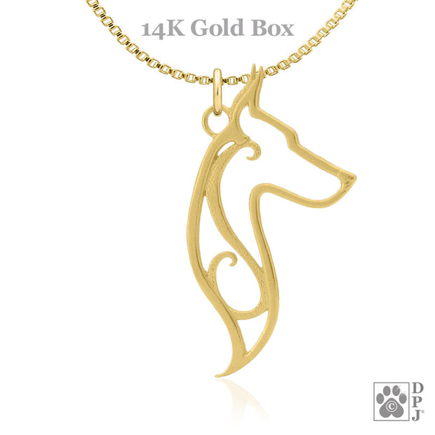 14K Gold Doberman Pinscher Necklace