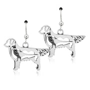 Golden Retriever Earrings Body Design with Pheasant in Sterling Silver in French Hook.