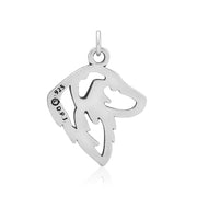 Great Pyrenees Pendant Head Design in Sterling Silver Back Side View.