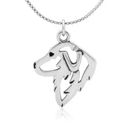 Great Pyrenees Necklace Head Design in Sterling Silver on Box Chain.