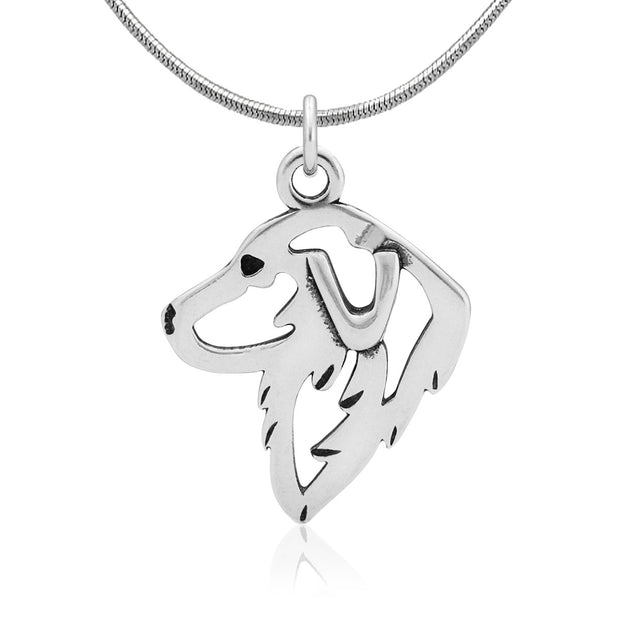 Great Pyrenees Necklace Head Design in Sterling Silver on Snake Chain.