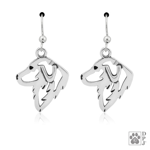 Sterling silver Great Pryenees earrings head study on french hooks, Great Pyrenees gifts