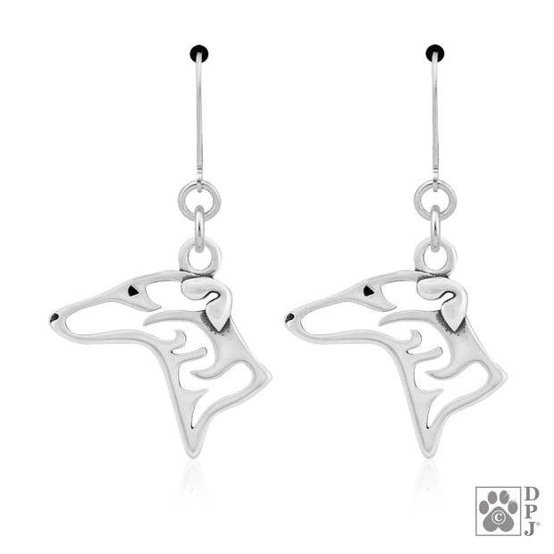 Sterling silver Greyhound earrings on leverbacks, Greyhound accessories
