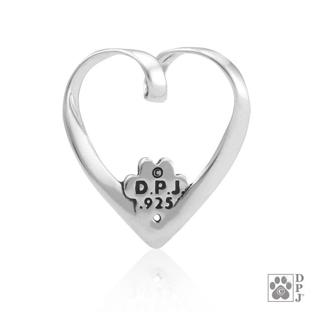 Heart and Paw Necklace, Heart Dog Slide