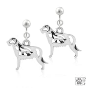 Irish Wolfhound clip-on earrings in sterling silver, Stylish Irish Wolfhound bling