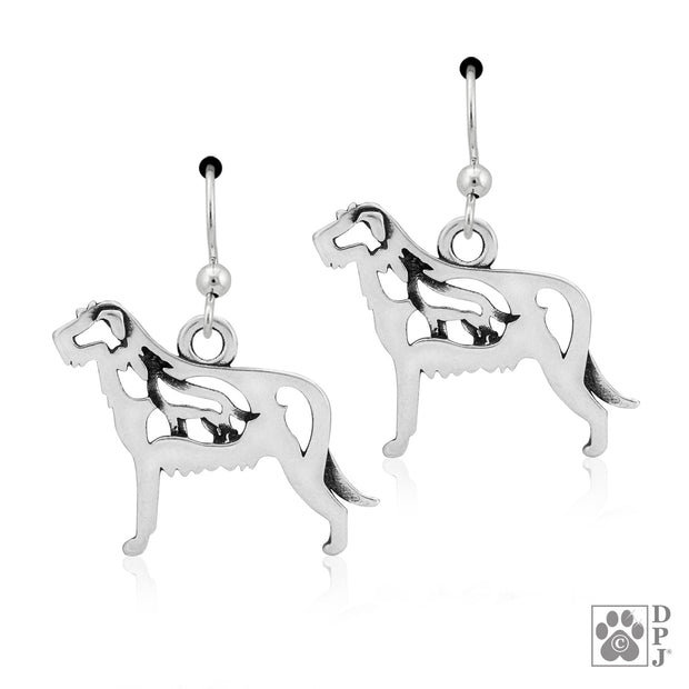 Irish Wolfhound earrings in sterling silver on french hooks, Best Irish Wolfhound gift ideas