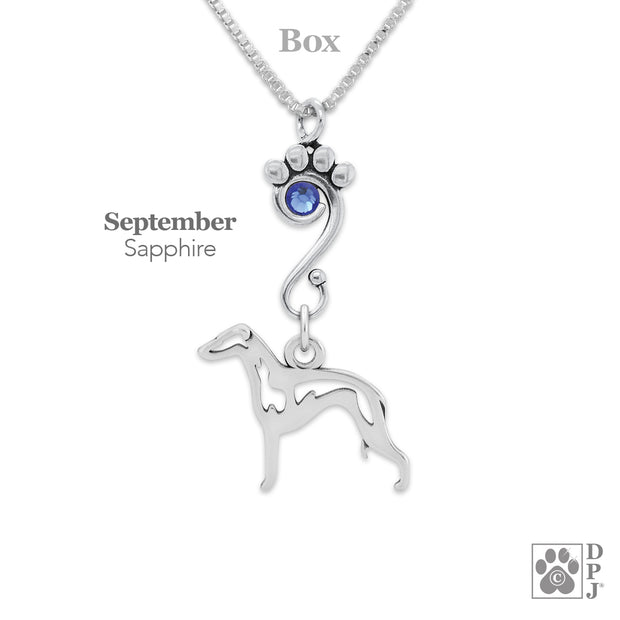 Crystal Italian Greyhound Necklace, Body
