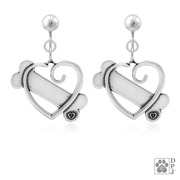 Personalized Heart and Bone Earrings, K-9 Cupid