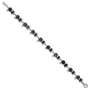 Black Onyx Cat Bracelet w/10 Kitty Cats, Cat Jewelry
