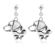 Labrador Retriever Clip-On Earrings Head Design with Ducks in Sterling Silver.