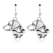 Labrador Retriever Earrings Head Design with Ducks in Sterling Silver in French Hook.