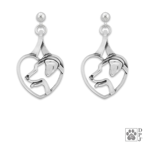 Sterling Silver Lab Heart Earrings