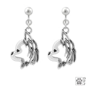 Sterling silver Longhaired Chihuahua clip on earrings head study, longhaired Chihuahua products