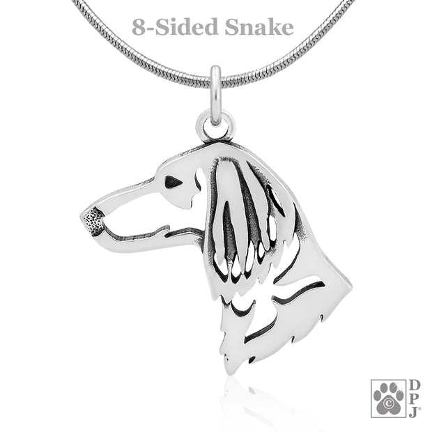 Dachshund Pendant Necklace in Sterling Silver, Longhaired