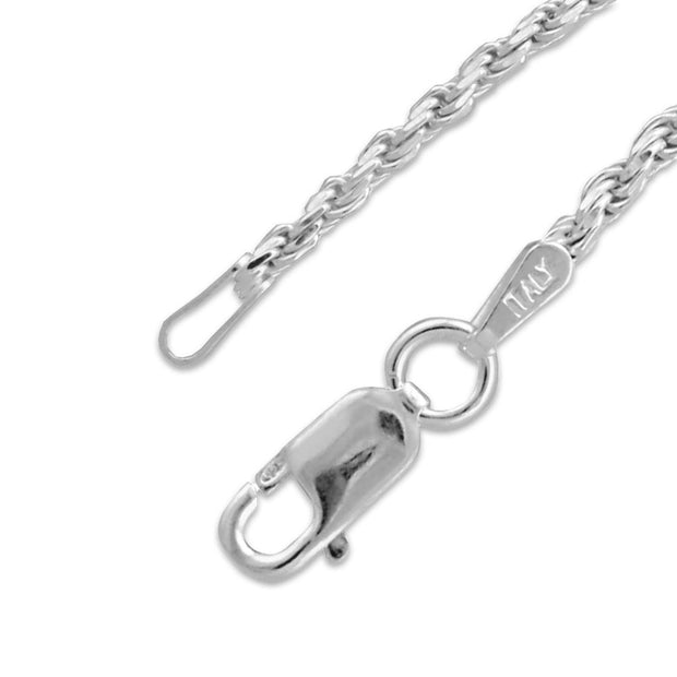Sterling Silver Diamond Cut Rope Chain 24"
