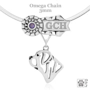 Grand Champion Mastiff necklace in sterling silver, Mastiff Multiple Best In Show gifts in sterling silver