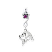 Newfoundland Pendant Head Design with Amethyst Crystal in Sterling Silver.