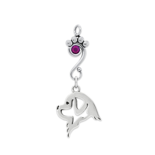 Newfoundland Pendant Head Design with Amethyst Crystal in Sterling Silver.
