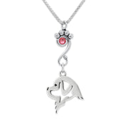 Newfoundland Necklace Head Design with Rosel Crystal in Sterling Silver on Box Chain.