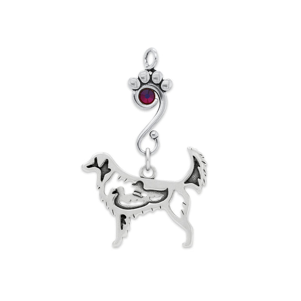 Nova Scotia Duck Tolling Retriever Pendant Body Design with Ducks with Volcano Crystal in Sterling Silver.