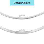 3 mm Omega chain in sterling silver 4 mm Omega chain in sterling silver 