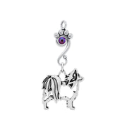 Papillon Pendant Body Design with Fuchsia Crystal in Sterling Silver.