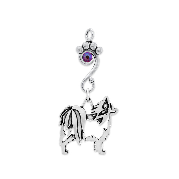Papillon Pendant Body Design with Fuchsia Crystal in Sterling Silver.