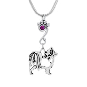 Papillon Necklace Body Design with Amethyst Crystal in Sterling Silver on Snake Chain.