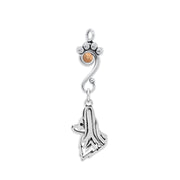 Papillon Pendant Head Design with Rose Gold Crystal in Sterling Silver.