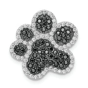 CZ Paw Print Necklace Pendant In Sterling Silver