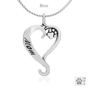 Dog Mom Pendant, Paw Print and Heart necklace