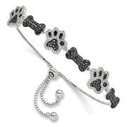 Paw print and dog bone sparkly bracelet